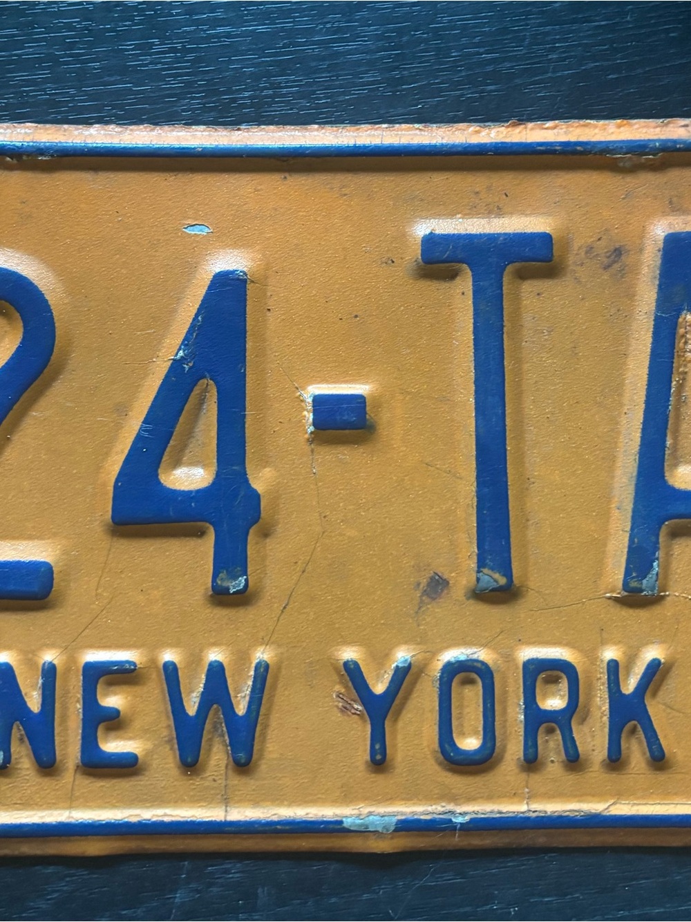 Blue and Gold Vintage-Style New York License Plate Wall Decor